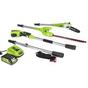 lot 14221 image: Greenworks 40V 8 Polesaw  Pole Hedge, 2.0Ah Battery (Gen 1) Retail $200