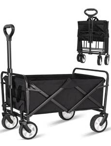 lot 14227 image: Collapsible Foldable Wagon, Beach Cart Large Capacity, Heavy Duty Folding Wagon Portable, Collapsible Wagon for Sports, Shopping, Camping (Black)