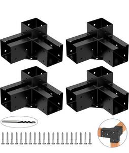 lot 14231 image: Goovilla Pergola Kit, 304 Stainless Steel Pergola Brackets 4x4(inner 3.62x3.62), 4Pack Coated 3-Way Right Angle Corner Bracket, Heavy Duty Metal Wood DIY Pergola Hardware Kit for Gazebo 4x4�� Lumber Retail $89