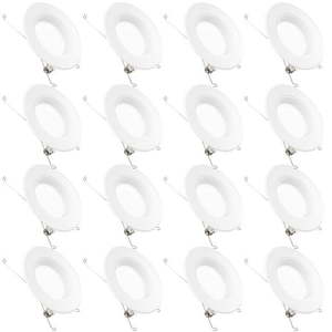 lot 14232 image: Sunco Lighting 16 Pack 56 Inch LED Recessed Downlight, Baffle Trim, Dimmable, 13W75W, 6000K Daylight Deluxe, 965 LM, Damp Rated, Simple Retrofit Installation - UL