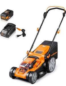 lot 14243 image: LawnMaster CLMF4016K Cordless 16-Inch Brushless Push Lawn Mower 40V Max with 4.0Ah Battery & Charger Retail $250