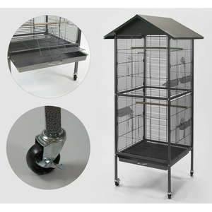 lot 14246 image: Homey PET INC Folding Wire Cat Ferret Habitat Crate with Casters,CollapsibleFoldableLockable Tray and Hammock, 30, Black