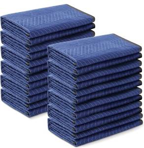 lot 14264 image: 12 Pack Moving Blankets 72 x 40 Inch Shipping Blankets Heavy Duty Moving Packing Blankets Non Woven Moving Pads Quilted Padded Furniture Blankets Set for Protecting Furniture Storage (Blue, Black)