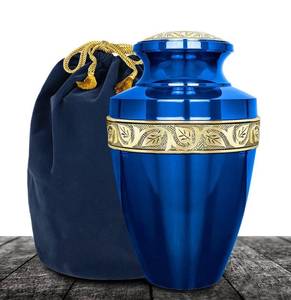 lot 14265 image: Trupoint Memorials Cremation Urns for Human Ashes - Decorative Urns, Urns for Human Ashes Female & Male, Urns for Ashes Adult Female, Funeral Urns - Blue, Extra Large Retail $110