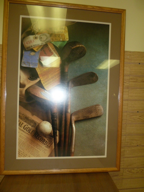 lot 56 image: LARGE VINTAGE GOLF WALL ART