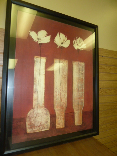 lot 51 image: LARGE RED FRAMED WALL ART