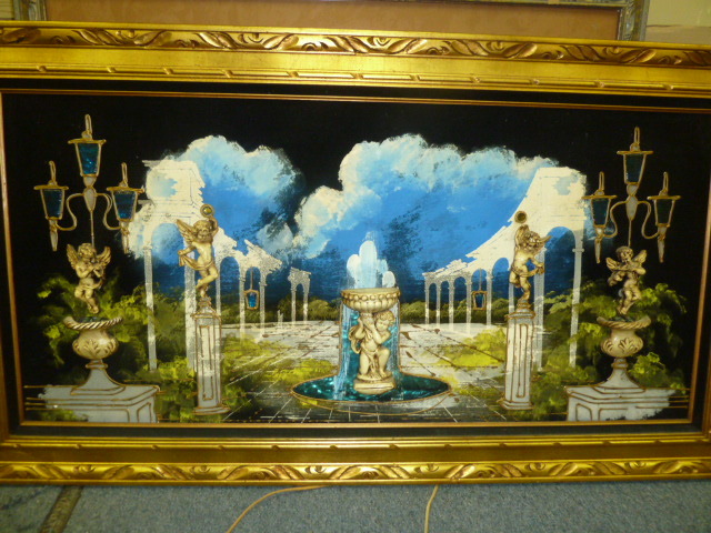 lot 4 image: 56 X 31  3-D CHERUB & COLLISEUM WALL ART....Lights up