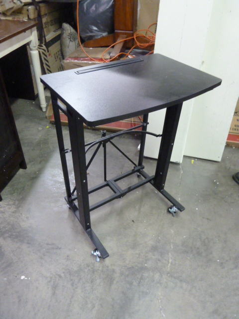 lot 236 image: BLACK LAP TOP TABLE WITH TABLET HOLDER - ON WHEELS
