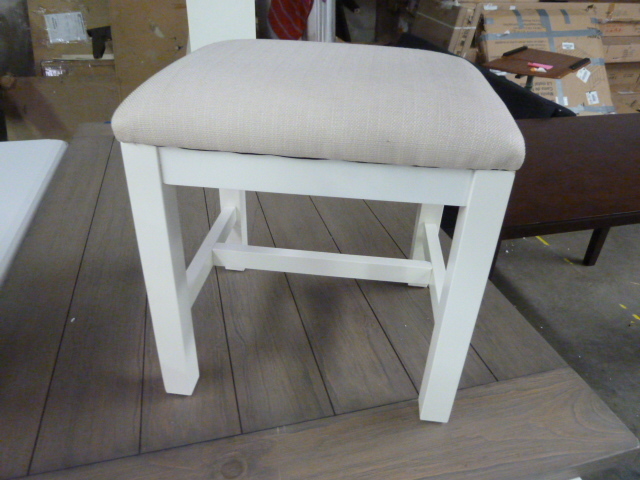 lot 231 image: WHITE VANITY STOOL - MINOR FLAW