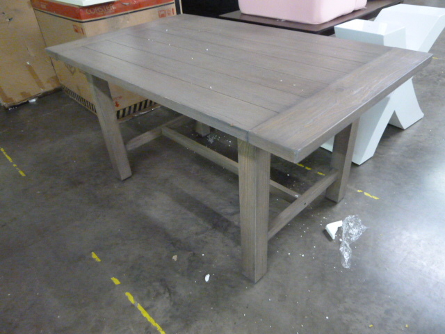 lot 225 image: WOOD DINING TABLE - DAMAGED TOP