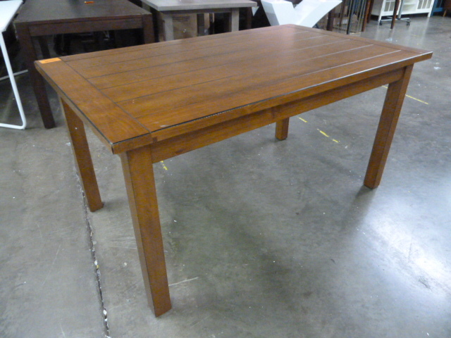 lot 207 image: LARGE WOOD DINING TABLE - HAS SOME SCRATCHES AND A DENT