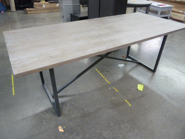 lot 204 image: LARGE WOOD DINING TABLE - HAS A FEW SCRATCHES
