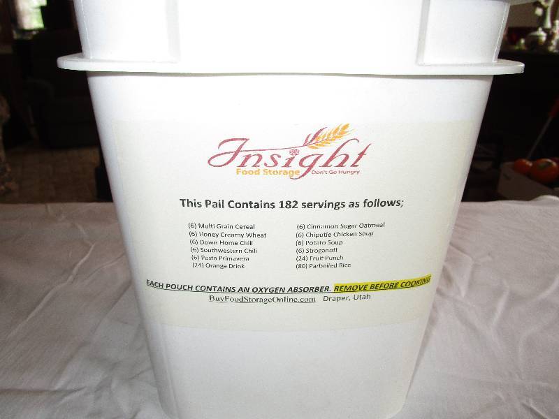 lot 267 image: Prepper Food Supply Pail with Dried Food