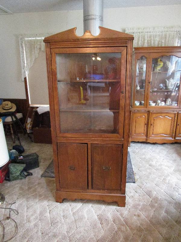 lot 187 image: Awesome Antique Corner Curio Cabinet
