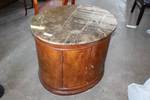 Marble Top End Table with Storage inside 2 curved wood doors - 30
