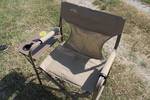 Folding Chair - Camping / Event Chairsw/ side table + Drink Holder and side storage pocket - Folds Flat