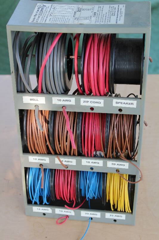 lot 2170 image: Lot of Assorted Wire w Organizer Rack