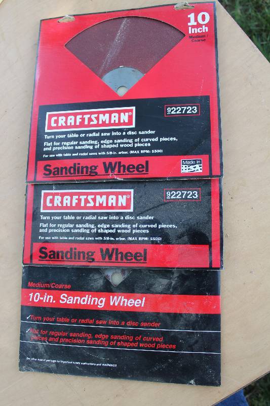 lot 2198 image: Lot of 3 - Craftsman Sanding Wheels 10 New in Packages