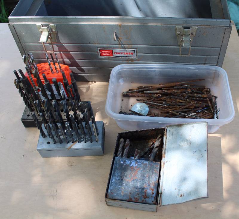 lot 2217 image: Lot of Drill Bits and Craftsman Tool Box to put them in