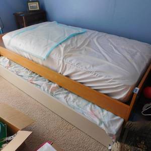 lot 5113 image: Wood Framed Trundle Bed