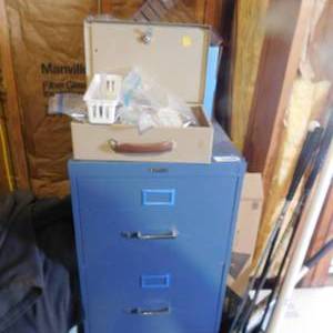 lot 5256 image: Wheeled Metal File Cabinet
