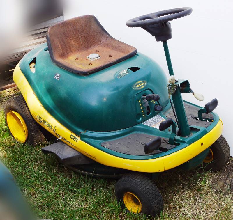 Yard bug riding discount mower