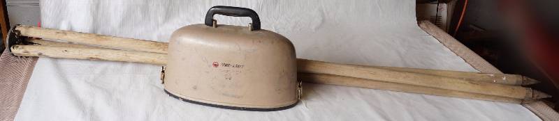 lot 6007 image: Montgomery Ward Power Kraft Transit Level Model 84-6497-1 With Case and Tripod - Awesome