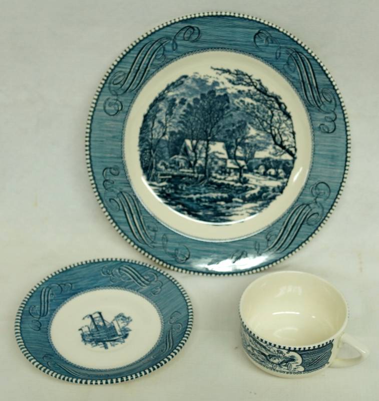 lot 5007 image: Plate, Saucer and Cup - CURRIER & IVES by Royal China - Royal-Ironstone Made in U.S.A. - Nice