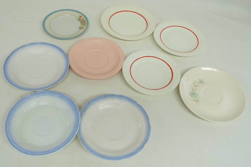 lot 5011 image: Lot of old saucers - Anchor, Texas Ware (pink) and more