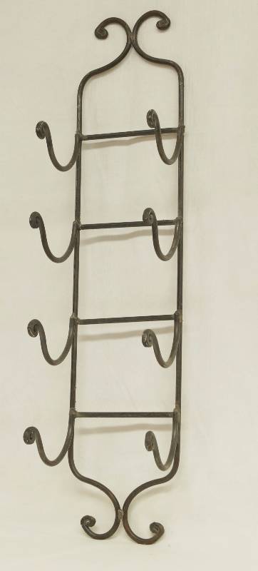 lot 6064 image: Metal Wine Rack - Hang on Wall - Very nice 3 feet tall - Holds 4 bottles of wine