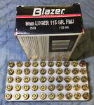 Blazer Ammunition 9mm Luger 115 GR. Bullets - Pistol Ammo.