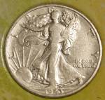 1943 Silver Walking Liberty Half Dollar - PLUS - 1943 5 cent Stamp