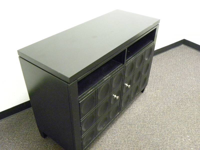 lot 7054 image: 33 Tall, 44 Wide, 18 Deep. Black Hardwood Entertainment Center