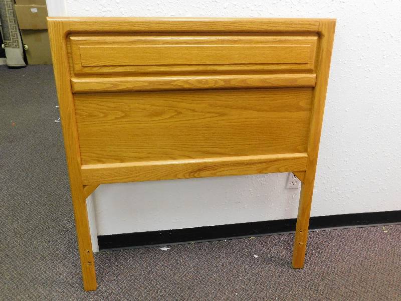 lot 9012 image: 44 T, 40 W. Stanley Hardwood Twin Size Bed Headboard.