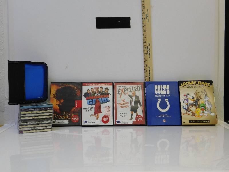 lot 9014 image: Media and Entertainment. 3 Dvds, 2 Dvd Collections  10 Misc Audio CDs & CD Travel Case