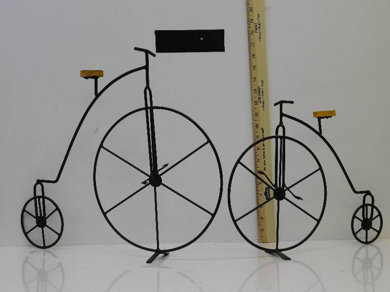 lot 9018 image: Two Matching Antique Bicycle DesktopFireplace Mantle Replica Decorations.