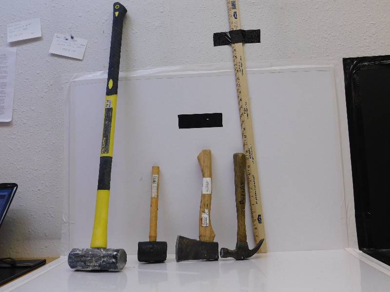 lot 9053 image: 4 Handled Tools. Hammers Sledges and Hand Axe