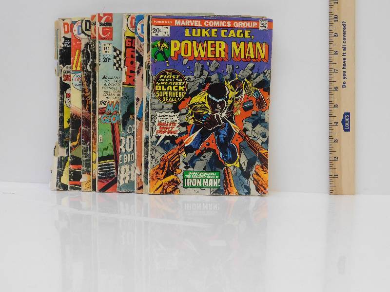 lot 9062 image: 10 Vintage Antique Comic Books. Anything from Fighting Marines to Ghost Rider.