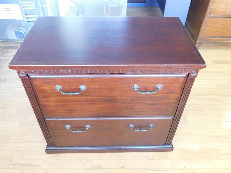 lot 9067 image: 29 T, 34 W, 19.5 D.  Hardwood, Locking (w Keys) Filing Cabinet.