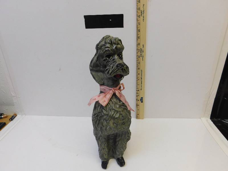 lot 9122 image: 16 Concrete  Hand Painted Poodle Statue.