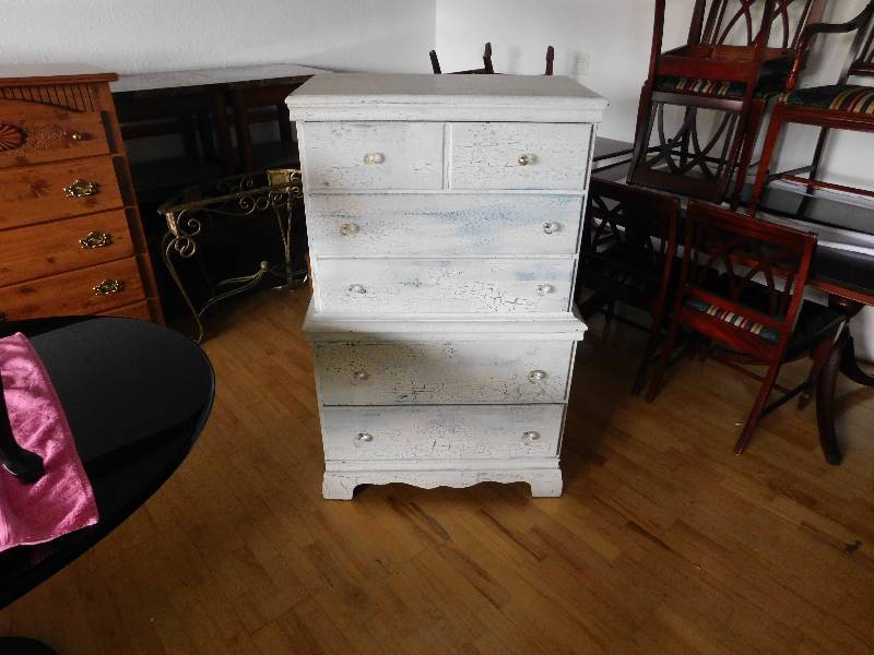 lot 9129 image: 51 T, 32 W, 18 D. Distressed Antique Finish Dresser.