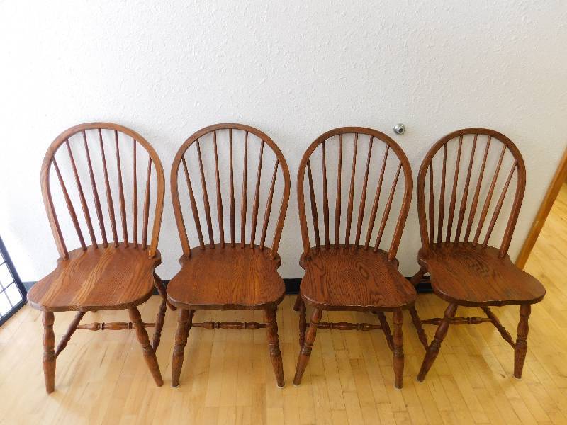 lot 9133 image: Four Pinewood Archback Chairs