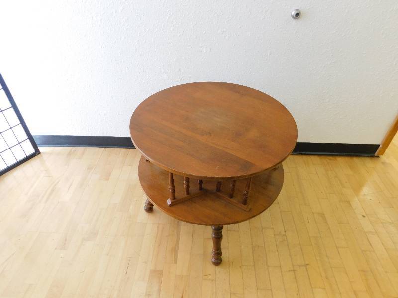 lot 9137 image: 24 T, 28 W.  Sugar Maple Hardwood Lazy Susan Table.