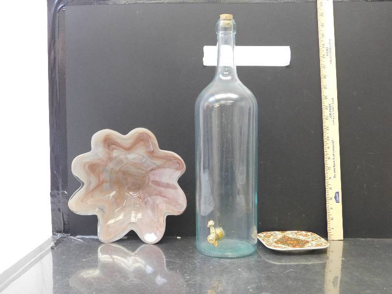 lot 9157 image: Italian and Japan Glass. 21 Tall Functional Glass JugBottle.  Misc Decorative Glass.