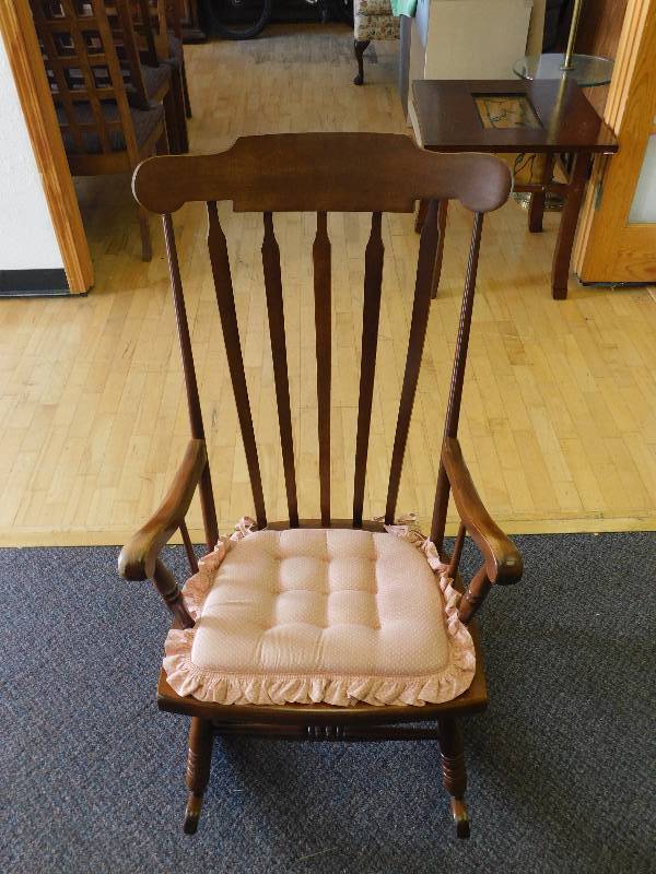 lot 9197 image: 41.5 Tall Walnut Rocking Chair.