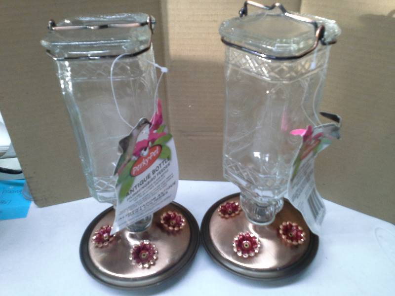 Glass Antique Bottle Hummingbird Feeder Clear Perky Pet 8118 2