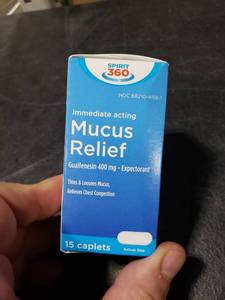 lot 2383 image: Immediate Acting Mucus Relief Guaifenesin 400mg 15 Caplets