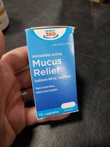 lot 2399 image: Immediate Acting Mucus Relief Guaifenesin 400mg 15 Caplets