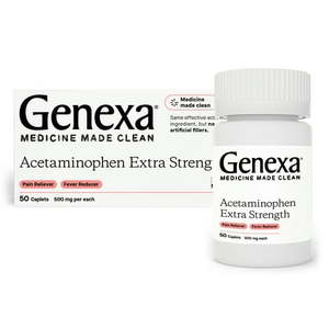 lot 2441 image: Genexa Extra Strength Acetaminophen Pain Relief & Fever Reducer Caplets 500 mg 50 Ct