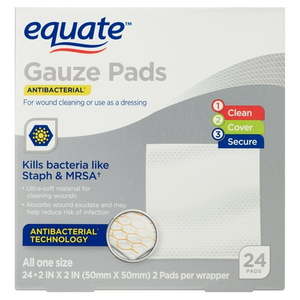 lot 2542 image: Equate Antibacterial Gauze Pads 24 Count
